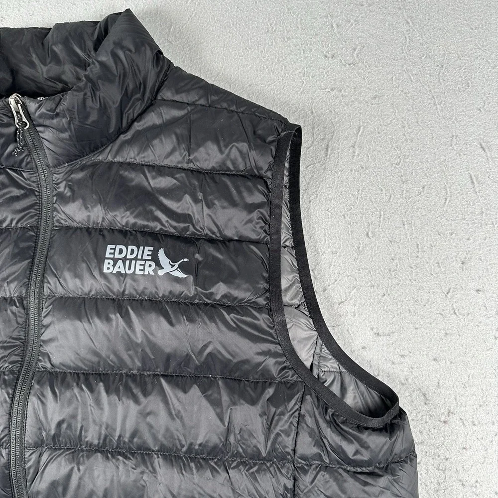 Eddie Bauer Down 650 Vest Men's XL Black Puffer Full Zip‎ Insulated Cirruslite